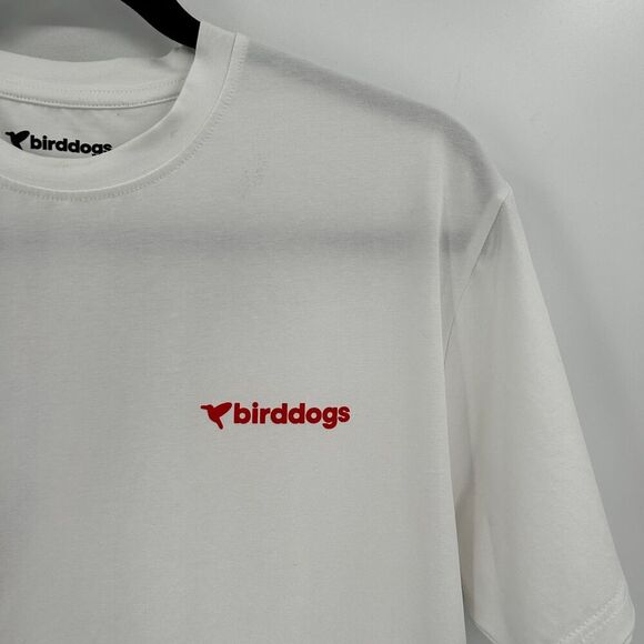 BIRDDOGS Men's White Blue Red Floral Bird Graphic Print T-Shirt Size Medium - Picture 4 of 7